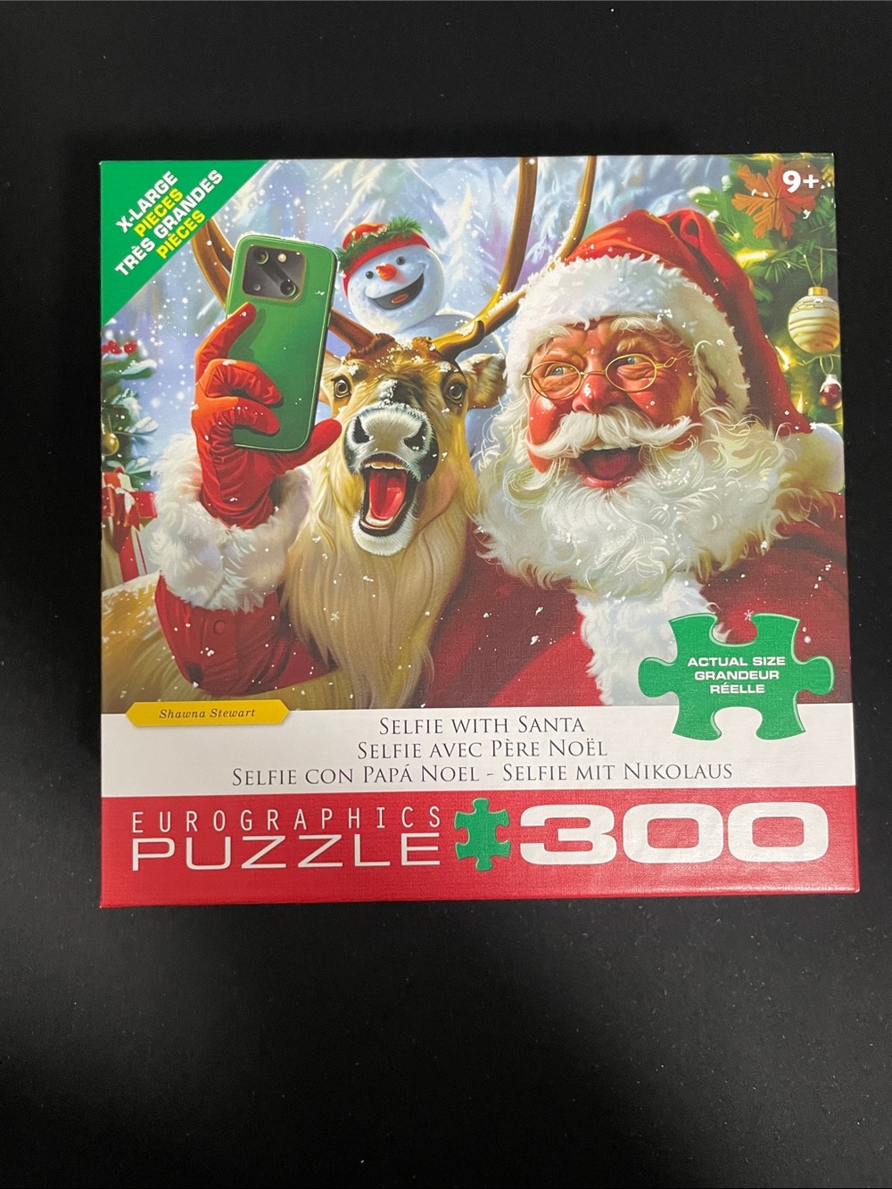 Eurographics Selfie with Santa 300-Piece Puzzle — Red & Green